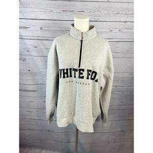 White Fox Los Angeles Quarter Zip Sweatshirt S/M Gray Oversized Pullover￼